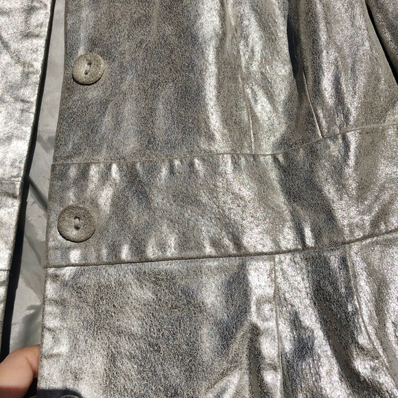 SILVER REAL LEATHER COAT - Picture 2 of 4